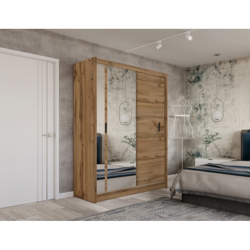 Šatní skriňa so zrkadlom SABRINA 180x215 cm dub woltan