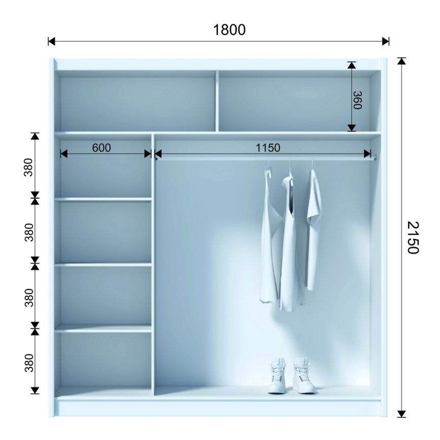Šatní skriňa so zrkadlom SABRINA 180x215 cm dub woltan