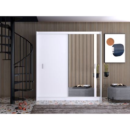 Šatní skriňa so zrkadlom SABRINA 203x215 cm biela