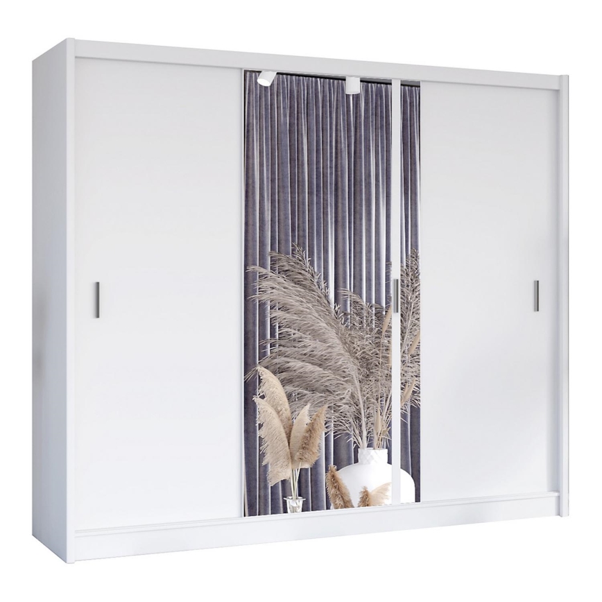 Šatní skriňa so zrkadlom SABRINA 250x215 cm biela