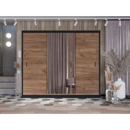 Šatní skriňa so zrkadlom SABRINA 250x215 cm dub craft