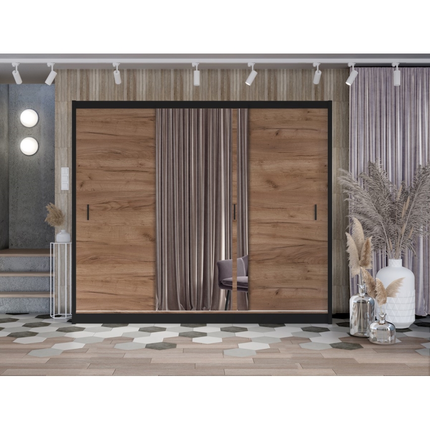 Šatní skriňa so zrkadlom SABRINA 250x215 cm dub craft