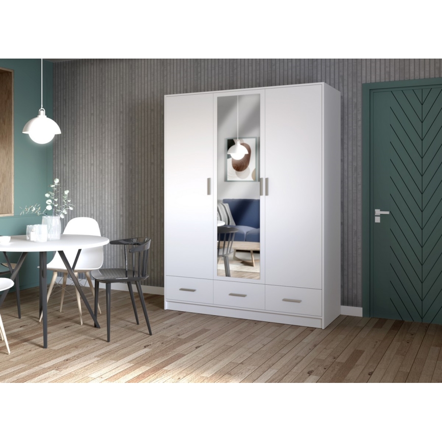 Šatní skriňa so zrkadlom SANNA 150x215 cm biela