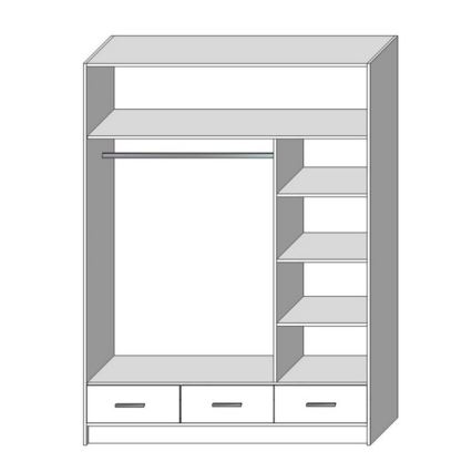Šatní skriňa so zrkadlom SANNA 150x215 cm biela