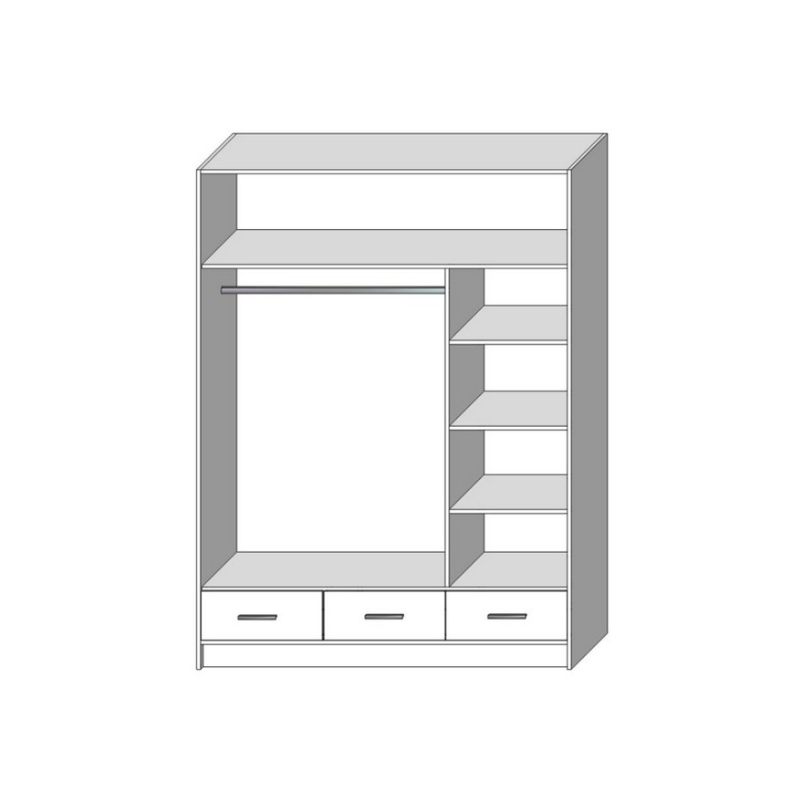 Šatní skriňa so zrkadlom SANNA 150x215 cm biela