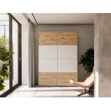 Šatníková skriňa KARO 150x210 cm biela/dub artisan