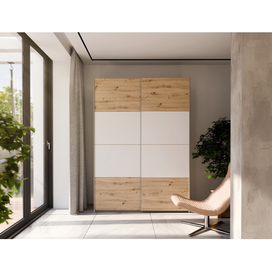 Šatníková skriňa KARO 150x210 cm biela/dub artisan