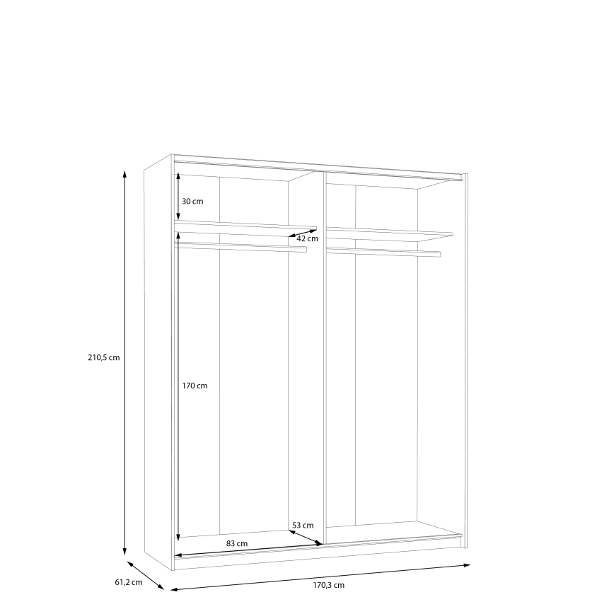 Šatníková skriňa KARO 170x210 cm sivá/zelená