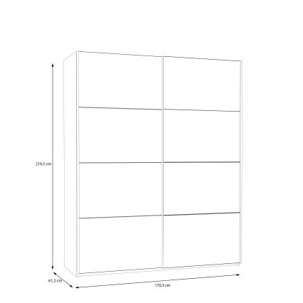 Šatníková skriňa KARO s zrkadlom 170x210 cm biela