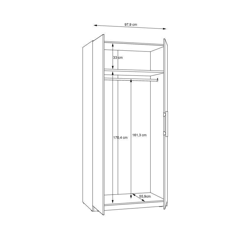 Šatníková skriňa MARO 100x213 cm dub artisan