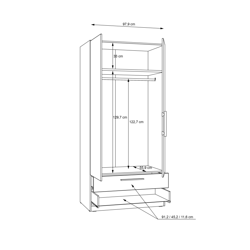Šatníková skriňa MARO 100x213 cm dub artisan