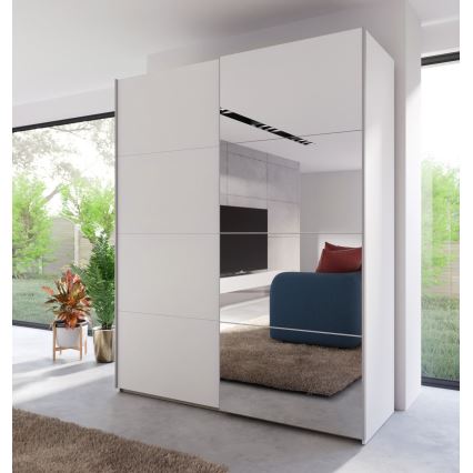 Šatníková skriňa s zrkadlom KARO 170x210 cm biela