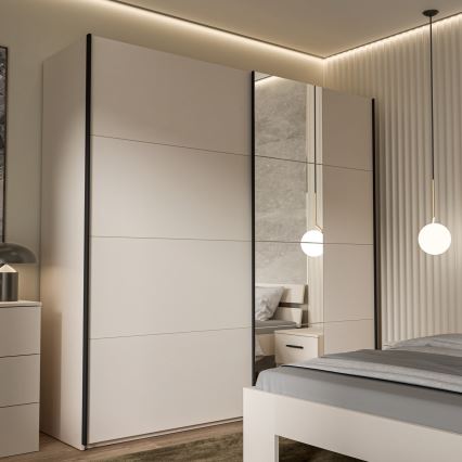 Šatníková skriňa s zrkadlom ODEN 220x210 cm béžová