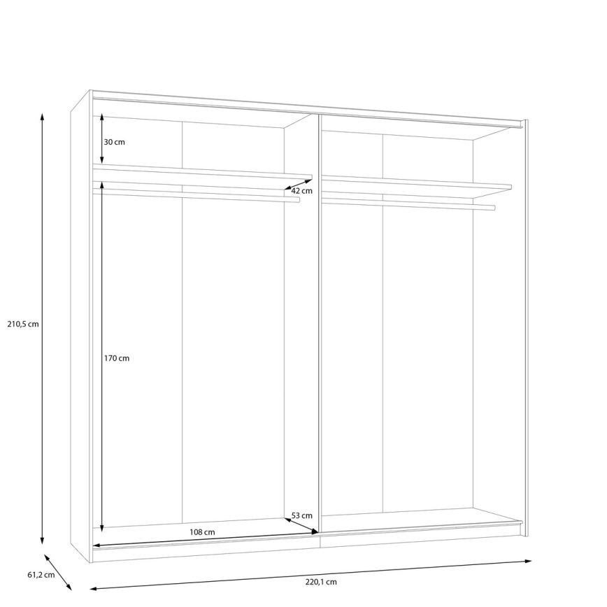 Šatníková skriňa s zrkadlom ODEN 220x210 cm béžová