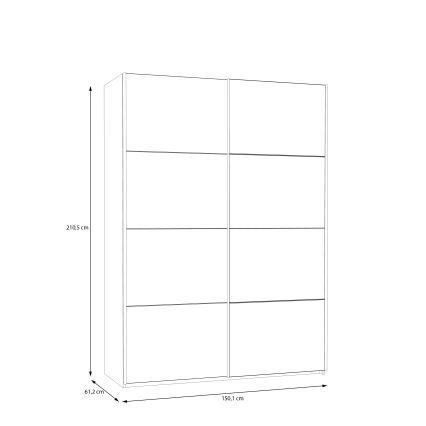 Šatníková skriňa so zrkadlom KARO 150x210 cm biela