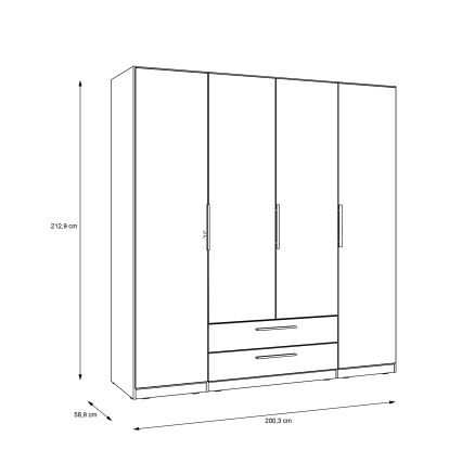 Šatníková skriňa so zrkadlom MARO 200x213 cm dub artisan