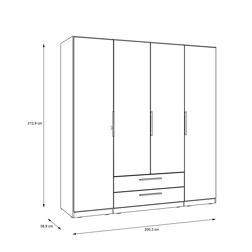 Šatníková skriňa so zrkadlom MARO 200x213 cm dub artisan