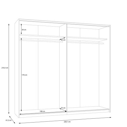 Šatníková skriňa so zrkadlom ODEN 220x210 cm béžová