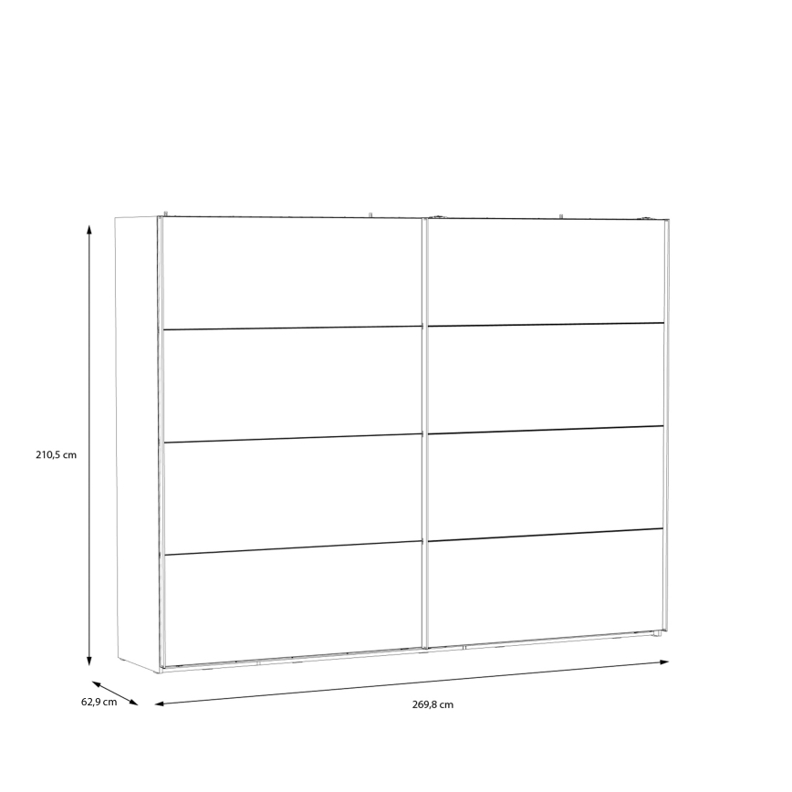 Šatníková skriňa so zrkadlom OREN 270x210 cm dub Artisan