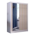 Šatníková skriňa so zrkadlom SANTINO 150x215 cm biela/dub craft