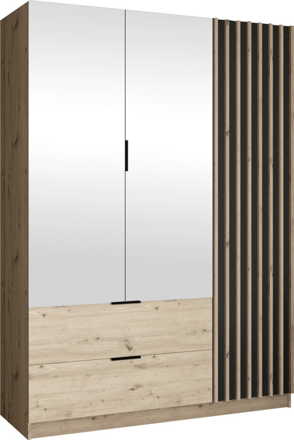 Šatníková skriňa so zrkadlom VISTA 150x215 cm dub artisan/grafit