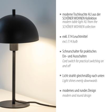 Schöner Wohnen 11726-18 - Stolná lampa ALI 1xE14/15W/230V čierna