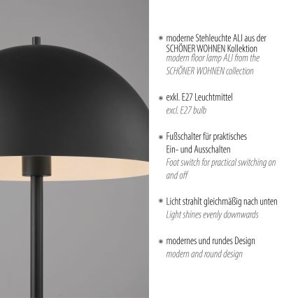 Schöner Wohnen 11727-18 - Stojacia lampa ALI 1xE27/25W/230V čierna