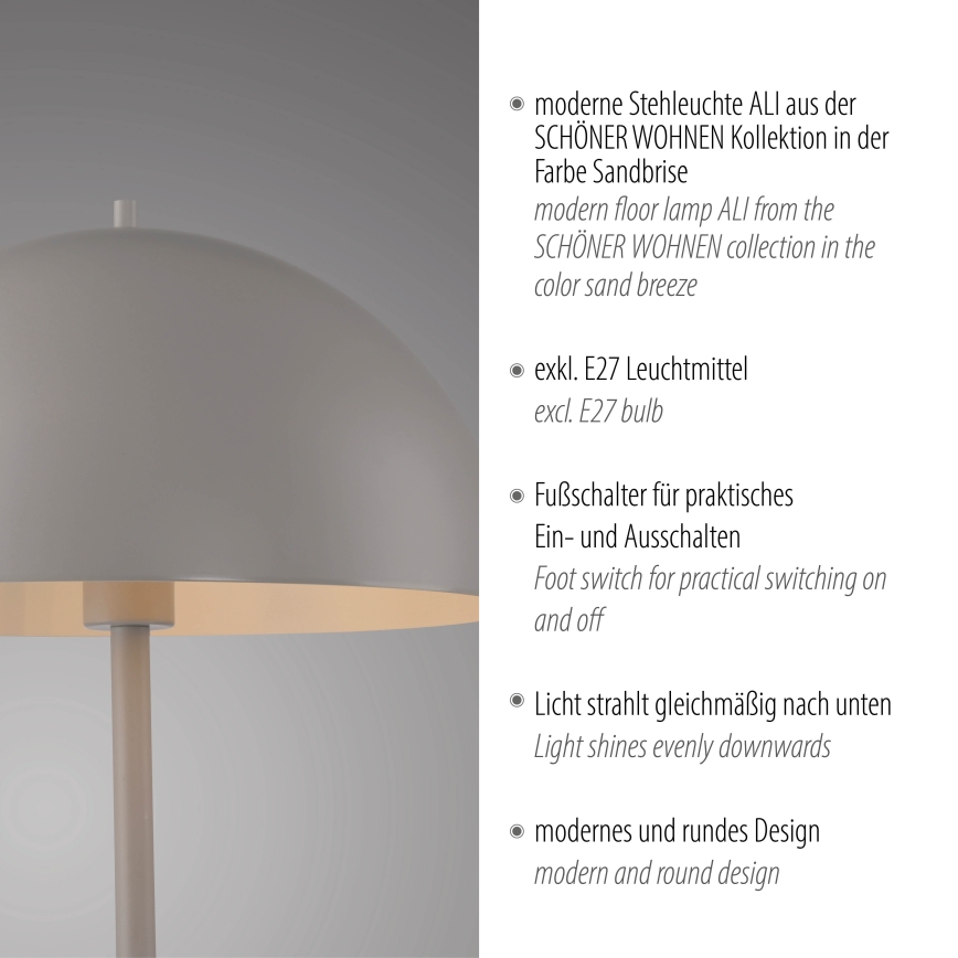 Schöner Wohnen 11727-39 - Stojacia lampa ALI 1xE27/25W/230V sivá
