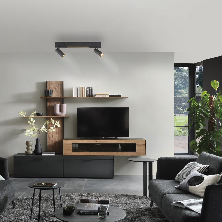 Schöner Wohnen 11793-18 - LED bodové svietidlo DANTE 2xGU10/10W/230V + LED/7,2W čierna