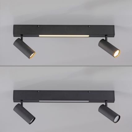 Schöner Wohnen 11793-18 - LED bodové svietidlo DANTE 2xGU10/10W/230V + LED/7,2W čierna