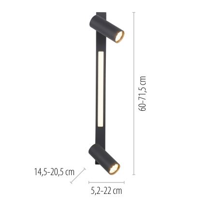 Schöner Wohnen 11793-18 - LED bodové svietidlo DANTE 2xGU10/10W/230V + LED/7,2W čierna