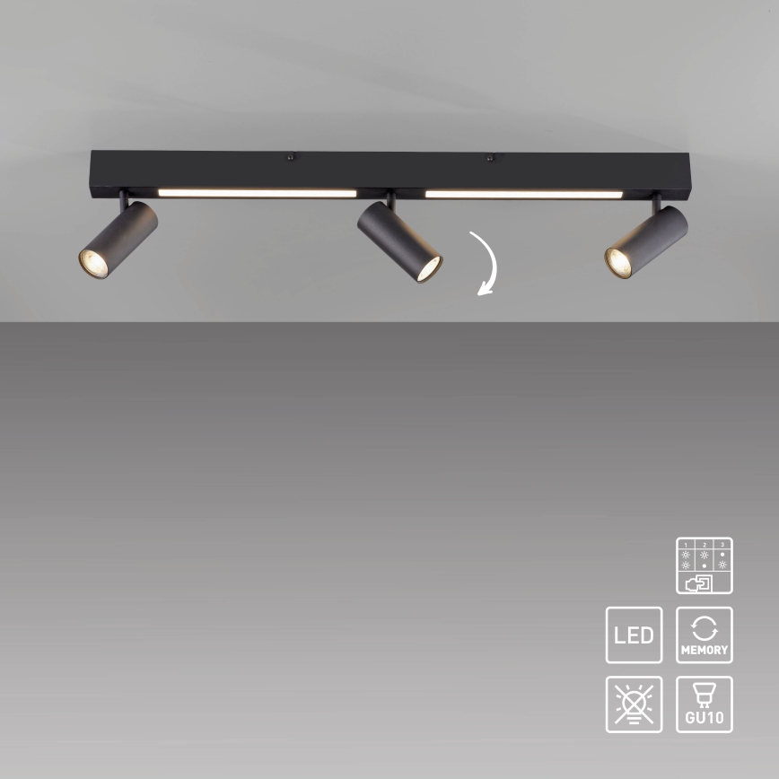 Schöner Wohnen 11794-18 - LED bodové svietidlo DANTE 3×GU10/10 W/230 V + LED/14,4 W čierne