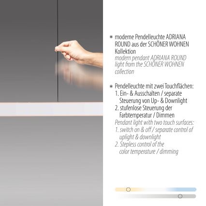 Schöner Wohnen 12577-16 - Stmievateľný LED luster na lankách ADRIANA ROUND 2xLED/24W/230V 2700/3000/3500/4000/5000K biela