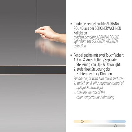 Schöner Wohnen 12577-18 - LED stmievateľné závesné svietidlo na lanku ADRIANA ROUND 2xLED/24W/230V 2700/3000/3500/4000/5000K čierne