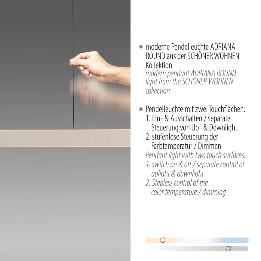 Schöner Wohnen 12577-39 - LED stmievateľný luster na lane ADRIANA ROUND 2xLED/24W/230V 2700/3000/3500/4000/5000K sivá