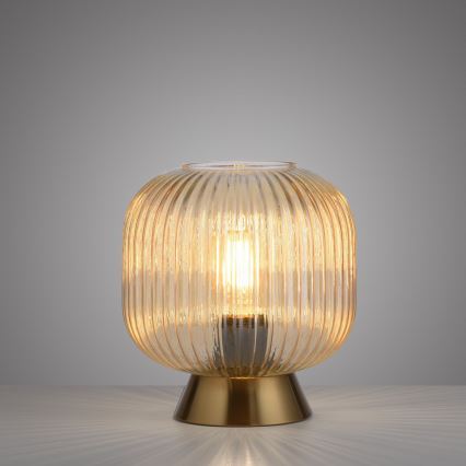Schöner Wohnen 13573-27 - Stolná lampa NAMI 1xE27/25W/230V zlatá/béžová/dymová