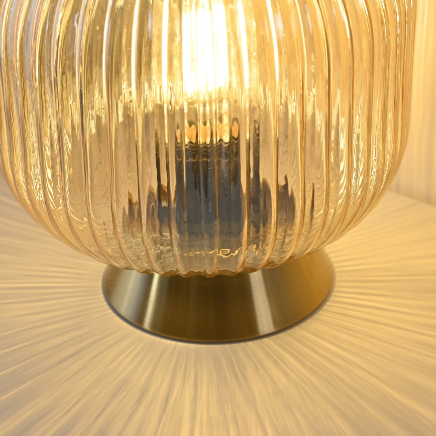 Schöner Wohnen 13573-27 - Stolná lampa NAMI 1xE27/25W/230V zlatá/béžová/dymová