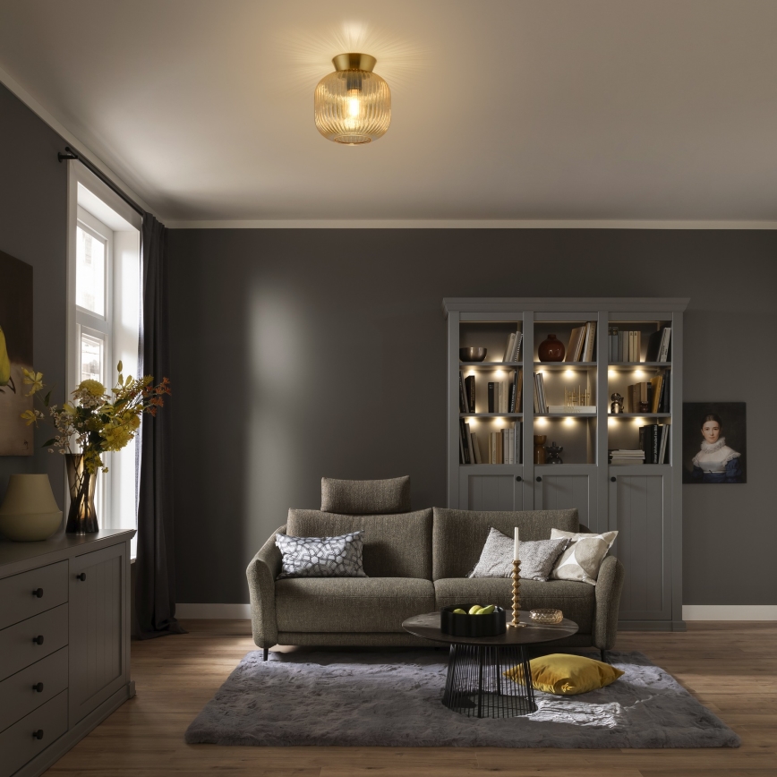 Schöner Wohnen 13574-27 - Stropné svietidlo NAMI 1xE27/25W/230V pr. 20 cm zlaté/béžové/dymové