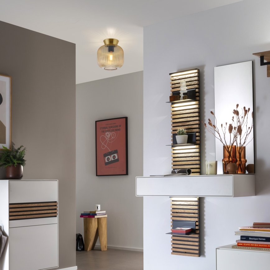 Schöner Wohnen 13574-27 - Stropné svietidlo NAMI 1xE27/25W/230V pr. 20 cm zlaté/béžové/dymové