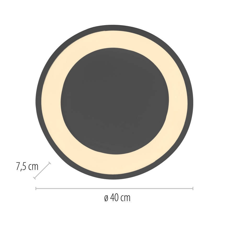 Schöner Wohnen 14233-18 - stmievateľné stropné svietidlo MONTA LED/21W/230V, priemer 40 cm, čierne