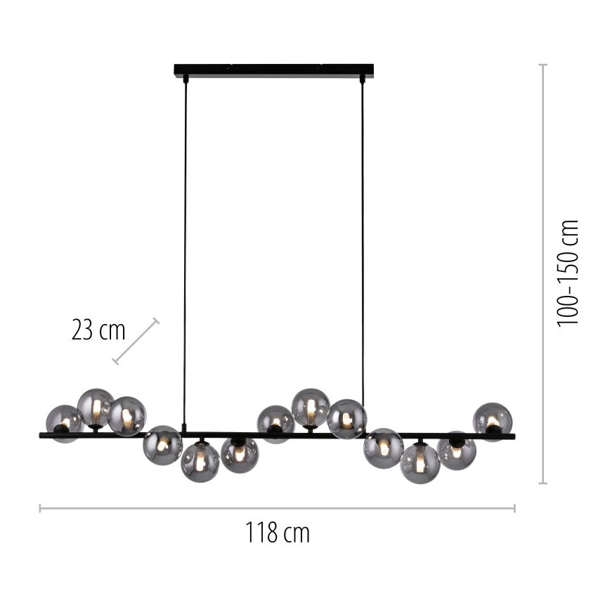 Schöner Wohnen 14504-18 - LED luster na lane DUBAI 13xG9/3W/230V čierna/dymová