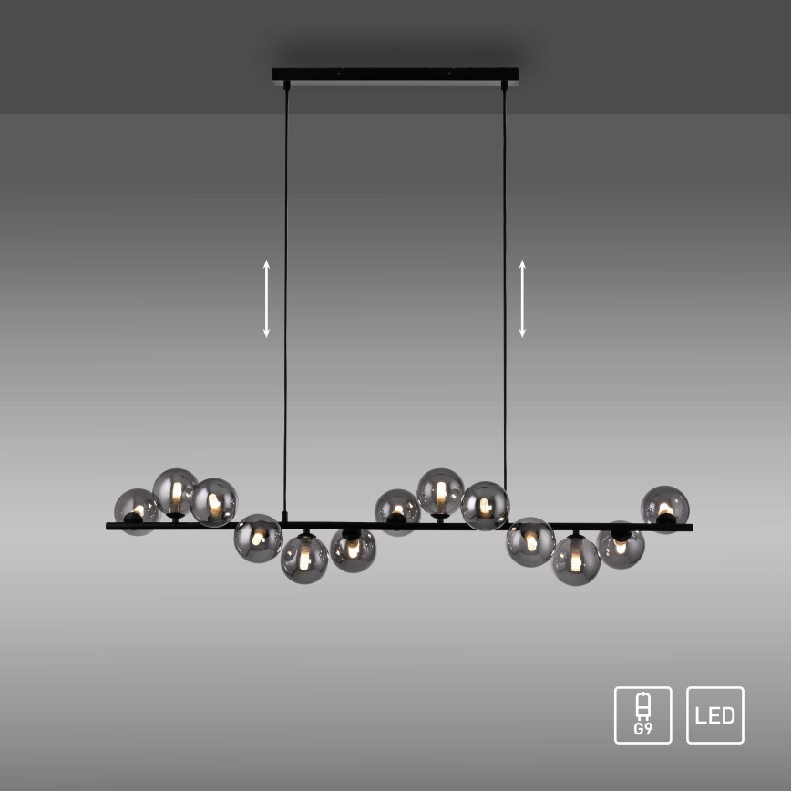 Schöner Wohnen 14504-18 - LED luster na lane DUBAI 13xG9/3W/230V 118 m čierna/dymová