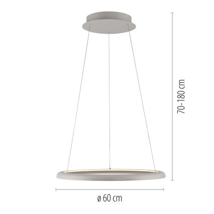 Schöner Wohnen 15570-39 - LED stmievateľný závesný luster na lane QUILLO LED/36W/230V Ø 60 cm sivá