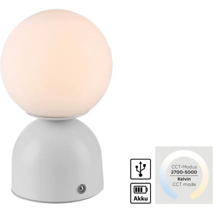 Schöner Wohnen 19218-16 - LED stmievateľná dotyková nabíjateľná stolná lampa RUDI LED/1,2W/5V 3000-6000K 1200 mAh biela