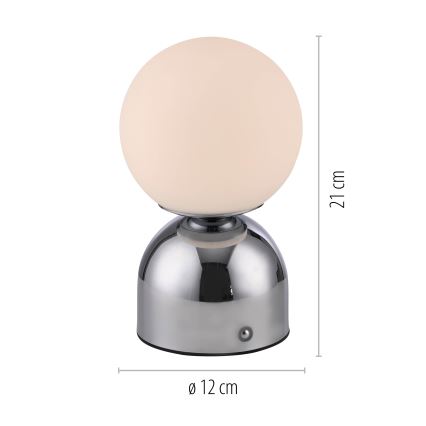 Schöner Wohnen 19218-17 - LED stmievateľná dotyková nabíjacia stolná lampa RUDI LED/1,2W/5V 3000-6000K 1200 mAh lesklý chróm