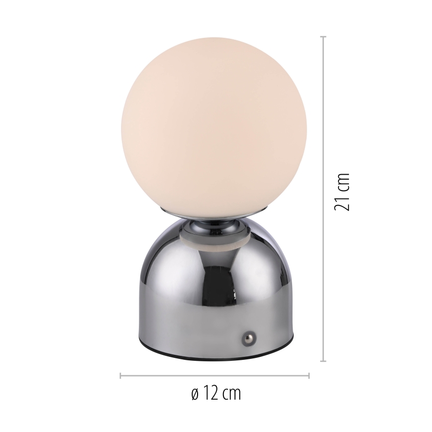 Schöner Wohnen 19218-17 - LED stmievateľná dotyková nabíjacia stolná lampa RUDI LED/1,2W/5V 3000-6000K 1200 mAh lesklý chróm