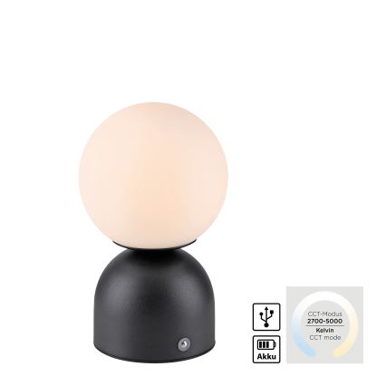 Schöner Wohnen 19218-18 - LED stmievateľná dotyková nabíjateľná stolová lampa RUDI LED/1,2W/5V 3000-6000K 1200 mAh čierna