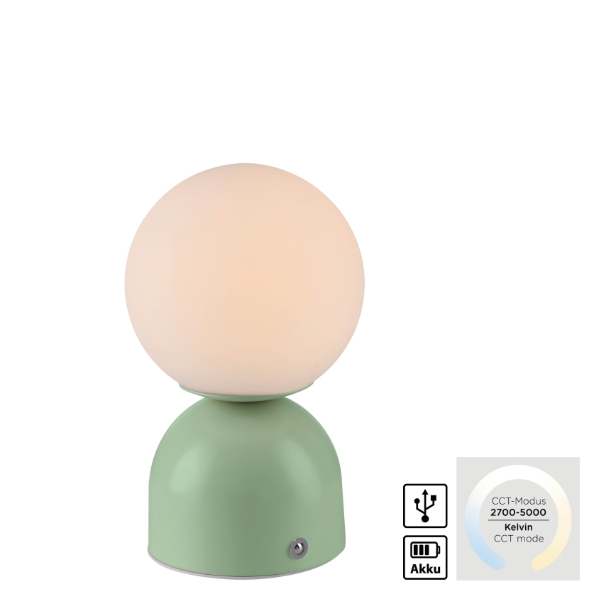 Schöner Wohnen 19218-43 - LED stmievateľná dotyková nabíjateľná stolová lampa RUDI LED/1,2W/5V 3000-6000K 1200 mAh zelená