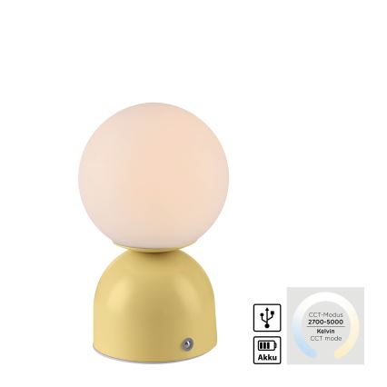 Schöner Wohnen 19218-81 - LED stmievateľná dotyková nabíjacia stolná lampa RUDI LED/1,2W/5V 3000-6000K 1200 mAh žltá