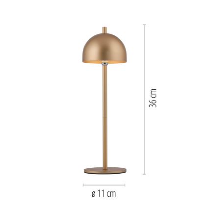 Schöner Wohnen 19244-12 - LED stmievateľná dotyková nabíjacia vonkajšia stolová lampa BELLIS LED/2,5W/5V 2600 mAh IP54 zlatá